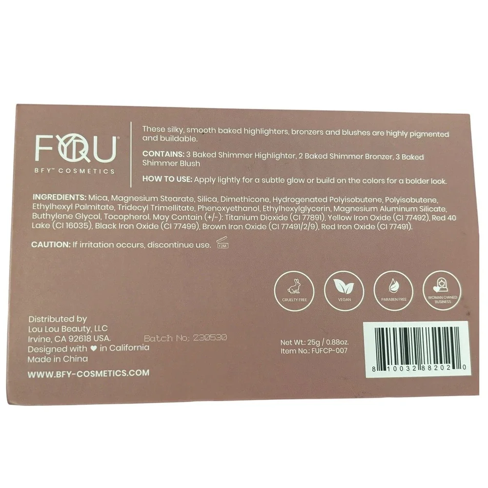 BFY Cosmetics Baked Terracotta Highlighter Bronzer Blush Palette Shimmer